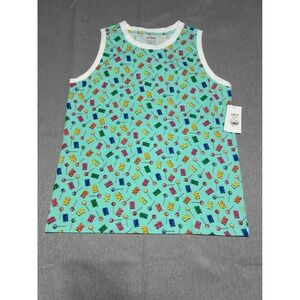 TomboyX Lounge Tank Mens Small Teal Beary Sweet Gummy‎ Bear Lollipop Print
